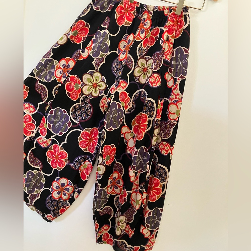 Anne Namba silk floral wide-leg pants